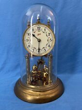 1950s Vintage SCHATZ 400 Day Anniversary Clock Glass Dome Germany Parts or Resto picture