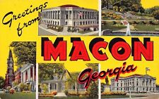 Macon Georgia GA Greetings From Larger Not Large Letter 3848N-49 Linen Postcard picture