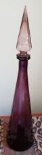 Vintage Empoli Genie Bottle Purple Amethyst Panel Decanter & Flame Stopper 18