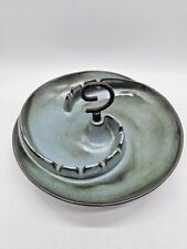 Vintage Swirl MCM Frankoma Art Pottery Ashtray Dish With Handle Earth Tones Rare picture
