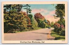 c1943 Greetings From Montezuma Indiana Vintage Parke County IN Postcard picture