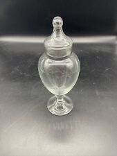 VTG etched clear glass apothecary jar signed picture