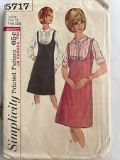 Vintage Simplicity Pattern 5717 Bust 31.5 Jumper Dress Blouse Low Round Neckline picture