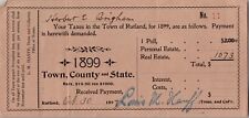 c1899 Town Of Rutland Vermont VT Tax Receipt Ephemera Bill picture