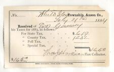 1884 tax receipt, White Store Township, Anson County, North Carolina picture