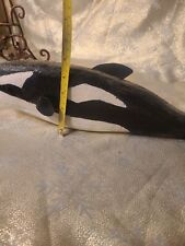 Vintage Carved Sculpture Wood Painted Killer Whale 16-1/2 Inches Long Folk Art picture