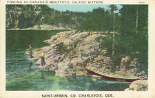 Vintage Fishing Saint-Urbain Postcard Charlevoix Quebec Canada picture