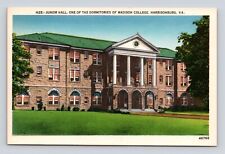Postcard Junior Hall Dormitory Madison College Harrisonburg VA College c1930-40s picture