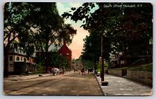 Peekskill NY~South Street~Part Residential~Horses & Carts~Trolley Tracks~1908 PC picture