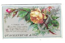 c1890's Trade Card Quackenbush & Co. Yellow Rose Embossed picture