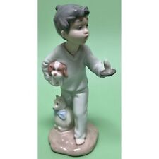 Nao by Lladro Young Boy Holding Candle with Puppy & Teddy Bear Figurine 2 picture