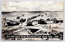 1944~US Fifth Army Ducks~DUKW GM~ Beachhead ~Anzio Italy~WWII~WW2~Vtg Postcard picture