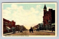 Newton KS-Kansas, Main Street, Antique, Vintage c1910 Postcard picture