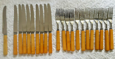 Vintage Butterscotch Bakelite Stainless Steel Cutlery 22 Pc Set picture