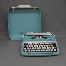 Aqua/Blue Portable Smith Corona Typewriter White Keys Works w/ Case picture