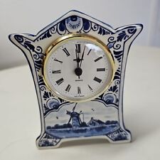  Delft Holland Desk/Mantle Clock - Vintage Windmill - Made In Holland picture