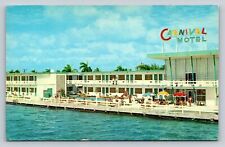 1960s Vintage Postcard Carnival Motel Biscayne Bay Miami Beach Florida picture