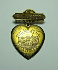 1897 NEW BEDFORD MASSACHUSETTS HEART Semi-Centennial 19c Souvenir Medallion Pin picture