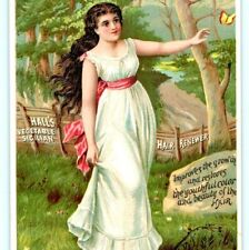 c1880s Nashua N.H. Hall's Vegetable Sicilian Hair Renewer Quack Trade Card C9 picture