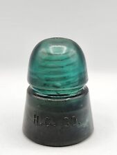 Antique Vintage H G Co. Blue-Green Glass Insulator Model H picture