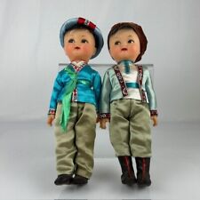 Pair Of Rare Vintage Chinese Rubber Folk Art Boy Dolls In Traditional Outfits picture