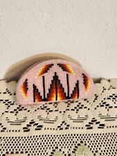 Native American Beaded Coin Purse Rawhide  Pink Brown Orange Red Yellow White... picture