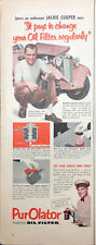 Vintage 1953 Purolator OIl Filters Jackie Cooper Movie Star Print Ad Art  picture