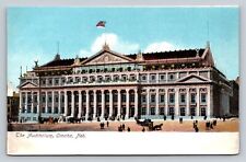 1900s Undivided PC Busy Street People Horses US Flag The Auditorium Omaha NE picture
