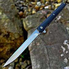 VORTEK CALHOUN Black G10 Slim Low Profile Blade EDC Folding Flipper Pocket Knife picture