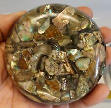 VINTAGE BETTY'S SHELLS LUCITE ABALONE HANDMADE PAPER WEIGHT ABSOLUTELY STUNNING picture