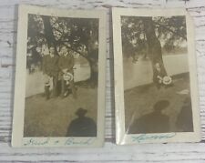2 VTG Photos Smartly Dressed Men In Suits Holding Their Hats Near River picture