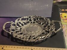 Vintage  Footed  Ornate Style  Oval  Trinket Dish Silver Plated   picture