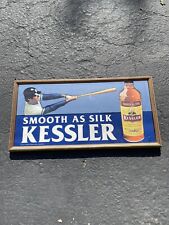 Vintage BASEBALL Smooth As Silk Kessler Whiskey Framed Bar Sign Mancave VTG RARE picture