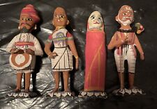 Vintage  Wooden Hand Painted India Folk Art Figure RARE Statue Group SEE PICS picture