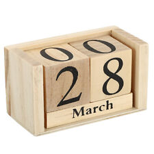 Vintage Wood Block Perpetual Calendar Reusable Wooden Blocks 3.7
