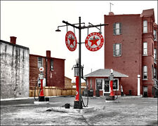 Texaco Gas Station #2 Photo 8X10 - Pumps 1925 COLORIZED picture