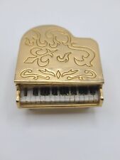 Vintage Miniature Grand Piano Trinket Box Clock. Gold Tone Untested  picture