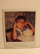 VINTAGE FOUND PHOTOGRAPH ART OLD PHOTO POLAROID 1983 BLONDE BOY EAT CEREAL SMILE picture