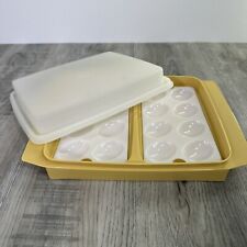 Vintage Tupperware Deviled Egg Keeper Carrier Tray Harvest Gold 723 Four Pieces picture
