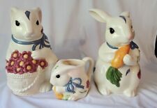 Vintage LENOX Bunny Poppies on Blue Barnyard Collection Set Two Cookie Jars, Mug picture