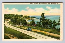 Pensacola FL- Florida, Scenic Highway Along Pensacola Bay, Vintage Postcard picture