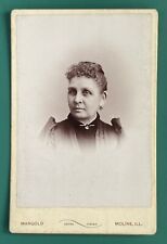 Antique Victorian Cabinet Card Photo Pretty Lady Moline, Illinois IDENTIFIED picture