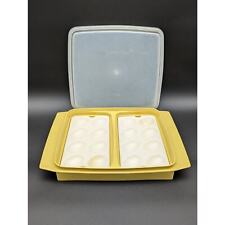 Vintage Tupperware Harvest Yellow 16 Egg Holder Sealed Container | 4pc Set 723-1 picture