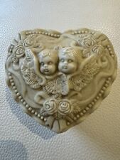 Vintage Antique Ivory Porcelain Bisque Angels Trinket Jewelry  picture