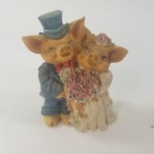 Vintage Pig Wedding Groom Bride Figure Russ Berrie Small Detailed Chubby Hog picture