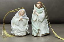 Lenox Porcelain Holy Family Nativity 24k Gold Trim Ornaments Mary & Joseph picture