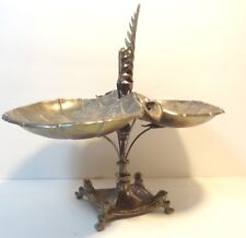 RARE Pewter Footed Nut Dish - Dual Shell tray ~ Intricate Rome Design (13