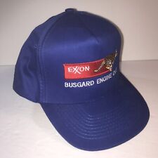 Vtg Exxon Tiger Logo SnapBack Trucker Hat Cap Busgard Engine Oils Blue picture