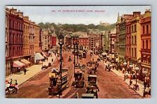 Cork Ireland, St. Patrick's Street, Shoppers, Horses & Wagons, Vintage Postcard picture