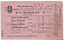 1914 Gasoline Receipt from E C McGowan, Milton Junction WI picture